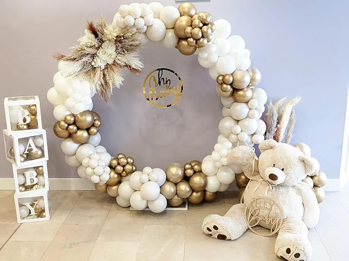 White and Gold Balloons Arch Kit, Baby Shower, Birthday Party Decorations - Image 7