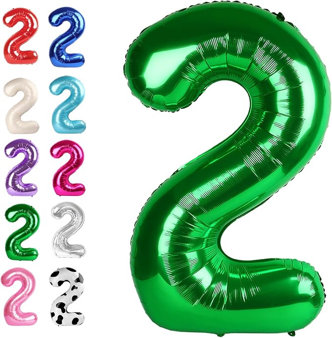 Green Number 2 Balloon 40 inch, Balloon numbers party supplies, deco photo shoot by Upgesy