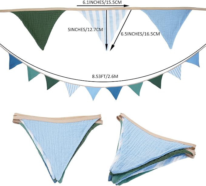 2Pcs Triangle Bunting Flag No-DIY Cotton Fabric Garland Reusable Party Banner - Image 5