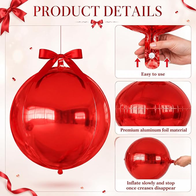 Red 4D Round Foil Balloons - Image 3