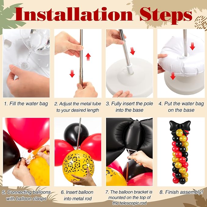 Arrowbash 2 Sets 165 Pcs Cheetah Print Cherry Balloon Column Kit - Image 5
