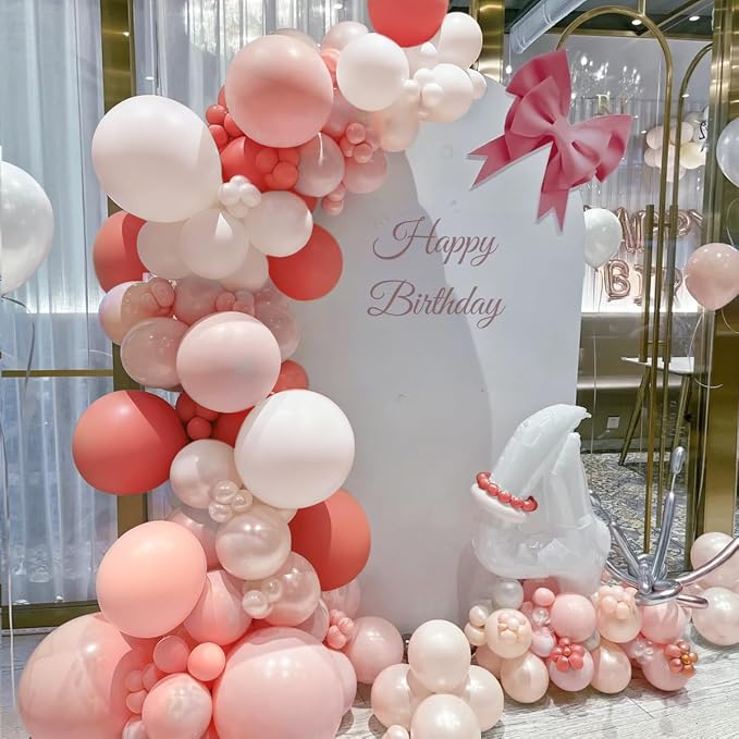 MEBAY Orange Pink Blush White Balloon Garland Arch Kit - Image 3