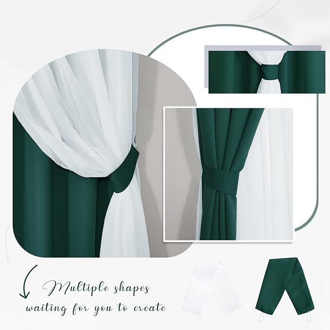 PONY DANCE Bedroom Curtains Blackout, 52 x 63 in, Hunter Green, 2 Panels | - Image 5