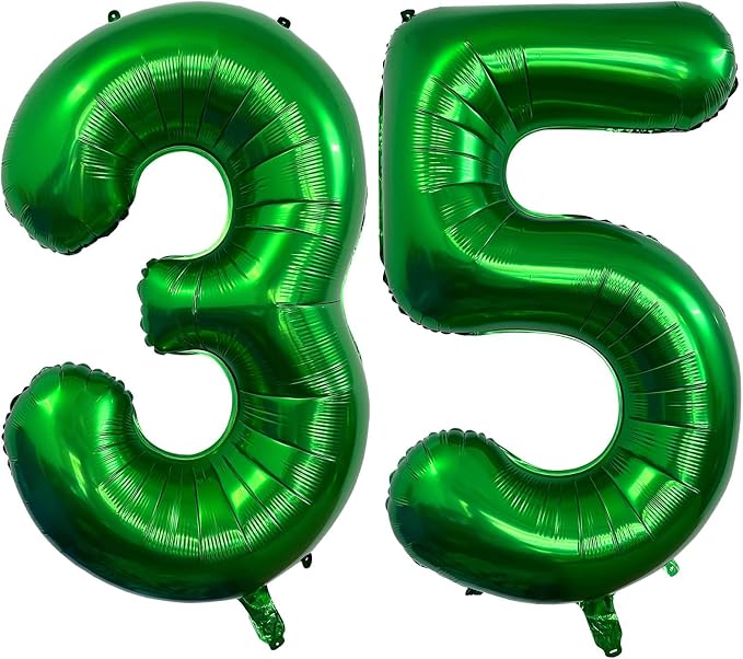 Dark Green 35 Number Balloons, 40 Inch Giant Number 35 Balloons Foil Mylar by Lovoir