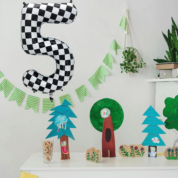 42 Inch Checkered Number Balloon 6, 6th Race Car Flag Birthday Party Supplies - Image 6