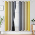 Ombre Grey and Yellow Blackout Curtains 72 Inch Length 2 Panels, Full Light by ESTELARTEXTILER