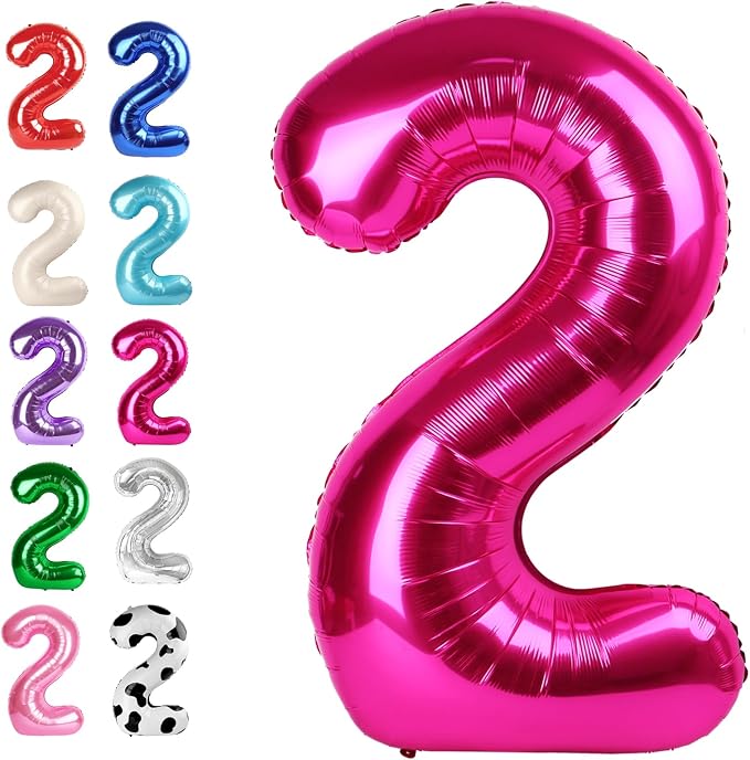 Hot Pink Number 2 Balloon 40 inch, Balloon numbers party supplies, deco photo by Upgesy