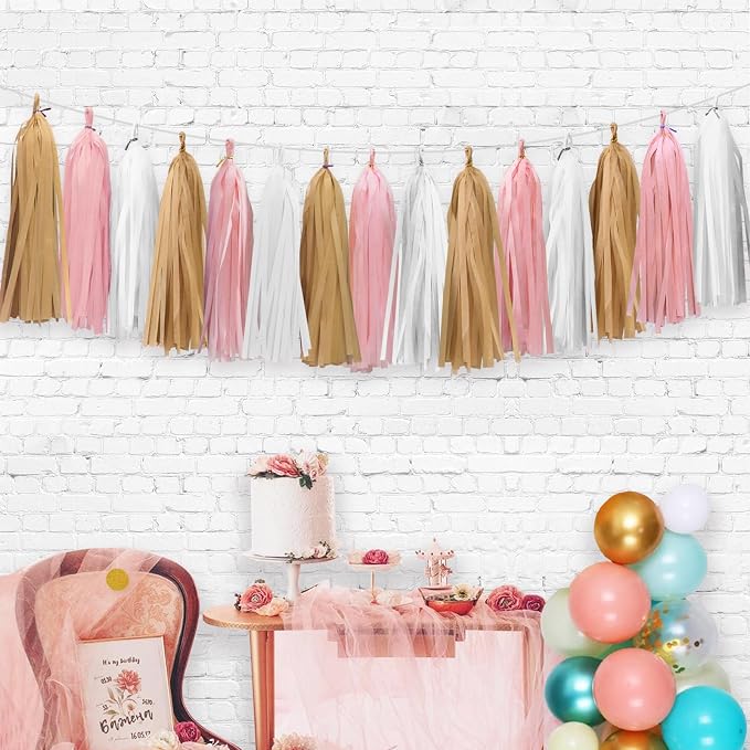 Pink Tassel Garland for Baby Shower Birthday Party Decorations - Image 5