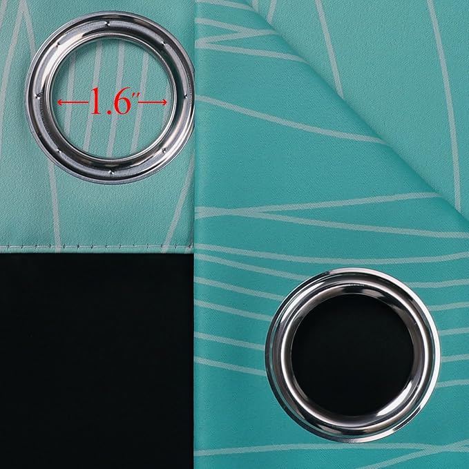 Navy Blue and Teal Blackout Curtains 45 Inch Length, Full Light Blocking - Image 7
