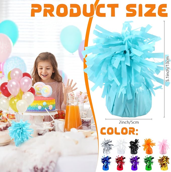 4 Pcs Baby Blue Metallic Balloon Weights Holder Anchors Balloon Holder Weights - Image 2