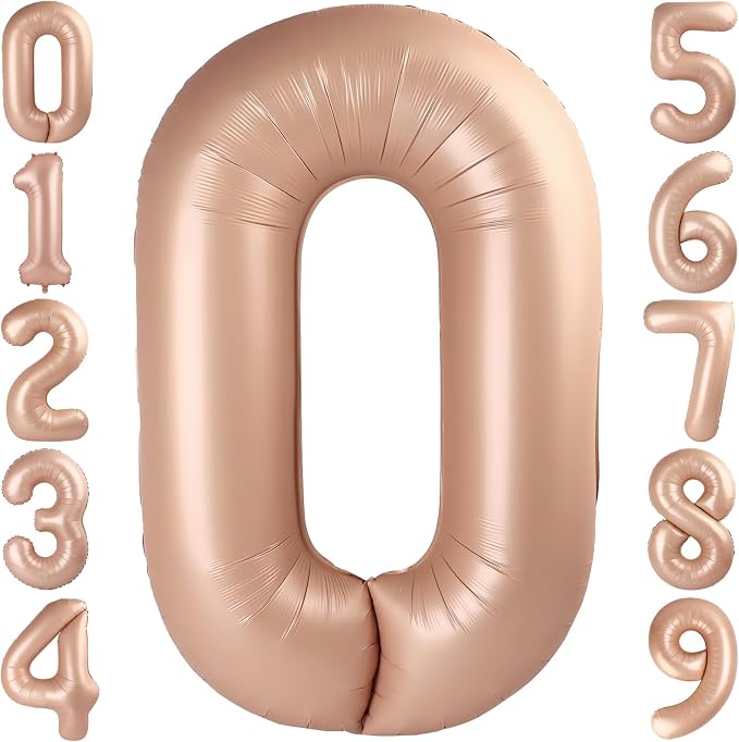 40 Inch Caramel Foil Number 0 Balloon by TNCDJKPA