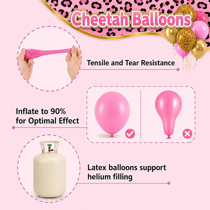 Cheetah Print Balloon Arch Kit, Hot Pink Gold Balloons - Image 8