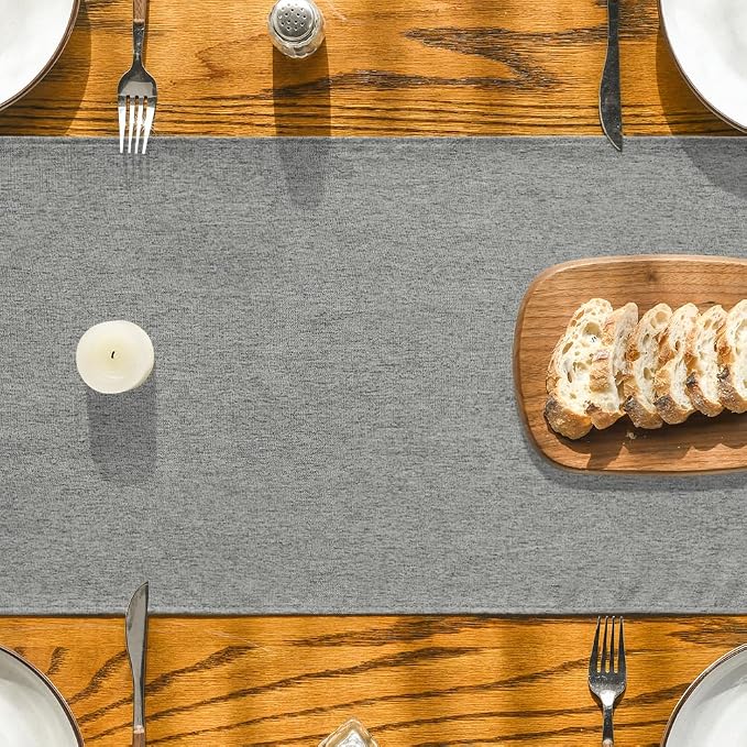 Artoid Mode Light Grey Table Runner, Seasonal Washable Kitchen Dining Table - Image 3