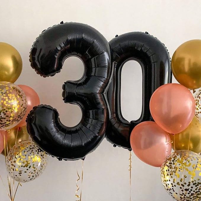 40 Inch Black 20 Number Balloons Giant 20 Balloons Black Birthday Balloons 20th - Image 6
