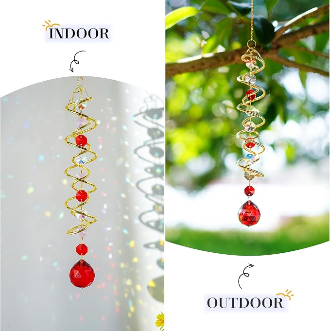 20.5in Crystal Gazing Ball Wind Spinner Suncatcher Garden Decor | Crystal - Image 4
