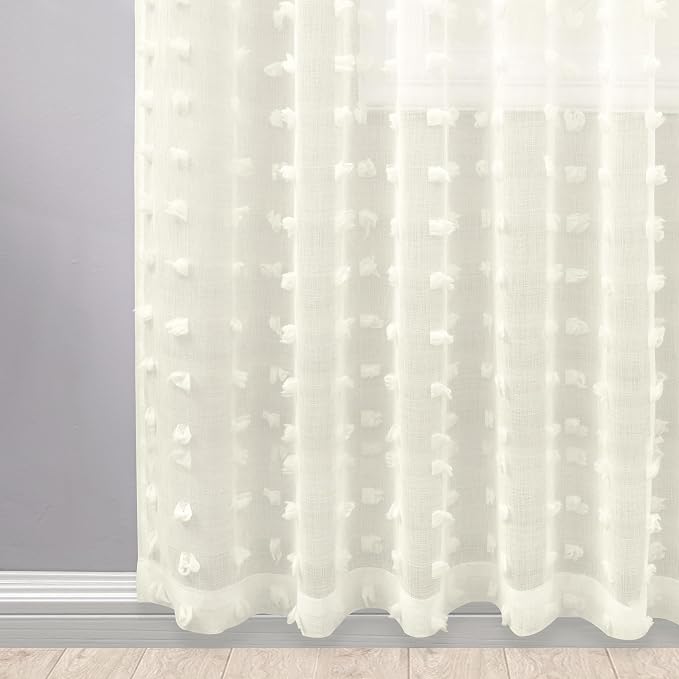KOUFALL Cream Sheer Curtains 108 Inches Long - Image 5