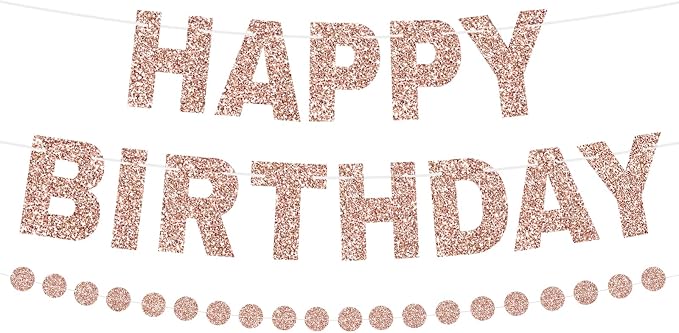 Alynta Happy Birthday Banner Pre-Strung Glitter Birthday Party Decorations | NO by Alynta