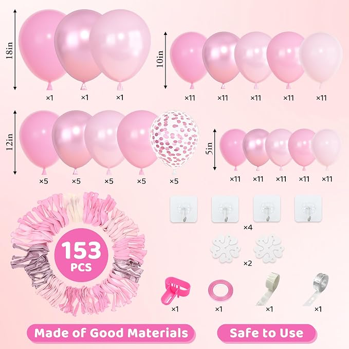 Amandir 153pcs Pastel Light Pink Balloon Garland Arch Kit Different Sizes | 18 - Image 2