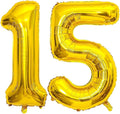 Gold 15 Number Balloons, 40 Inch Giant Number 15 Balloons Foil Mylar Helium by Lovoir