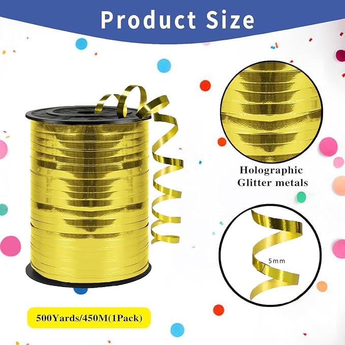 Premium Gold Curling Ribbon, 1/5" Wide x 500 Yards, - Image 2
