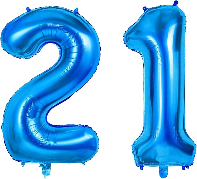 Number 21 Balloons for 21st Birthday Party Decorations, 0-100 Large No.21 by Joycard
