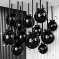 Black Round Foil Balloons with Satin Bows and Ribbon by FunHot