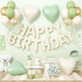 29PC Green Heart Happy Birthday Balloon Banner, 16Inch 3D Aluminum Letter by Paready