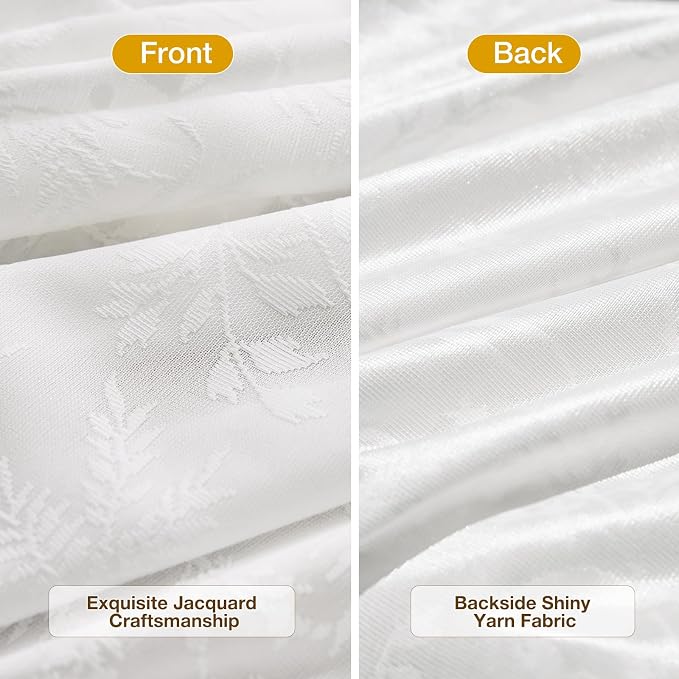 Anmao White Semi Sheer Light Filtering Curtains 54 Inches Long 2 Panels - Image 3