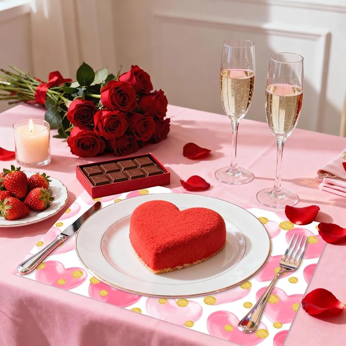 Sweet Hearts Valentine's Day Placemats, Wedding Party Dinner Romantic Dining - Image 4