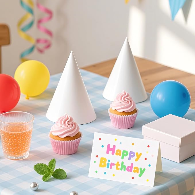 WEOXPR White Paper Party Hats for Birthday, Decorative Bulk Cone Hat for Adults - Image 4
