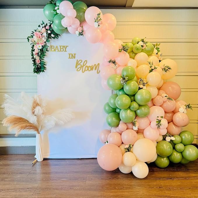 HILAVO Sage Green Pink Balloons 12 Inch Olive Green Pastel Pink Ivory Metallic - Image 6