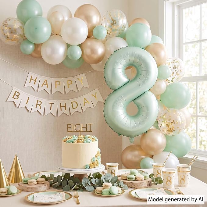 Olive Green Number 8 Balloon 40 Inch, Focal Prop - Image 7