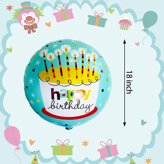 24 Pcs Happy Birthday Foil Balloons 18 inch Round Helium Floating Mylar Balloon - Image 2
