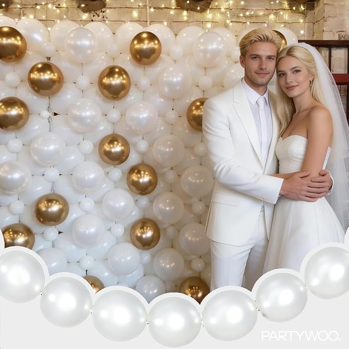 PartyWoo Pearl White Linking Balloons 100pcs 6 Inch White Link Balloons | - Image 8