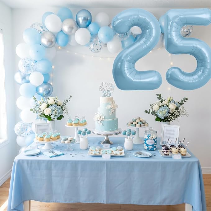 TONIFUL 40 Inch Light Blue Large Numbers Balloon 0-9 Foil Mylar Big Number - Image 5