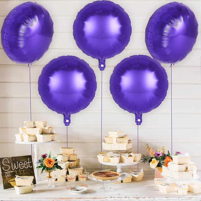 20 Pcs Purple Round Shaped Balloons, 18 Inch Round Foil Balloon, Giant Round - Image 3