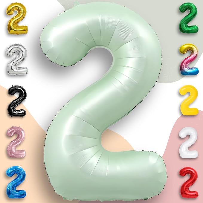 Green Number Balloon 2 Mylar Foil Balloons 32 inch - Image 4