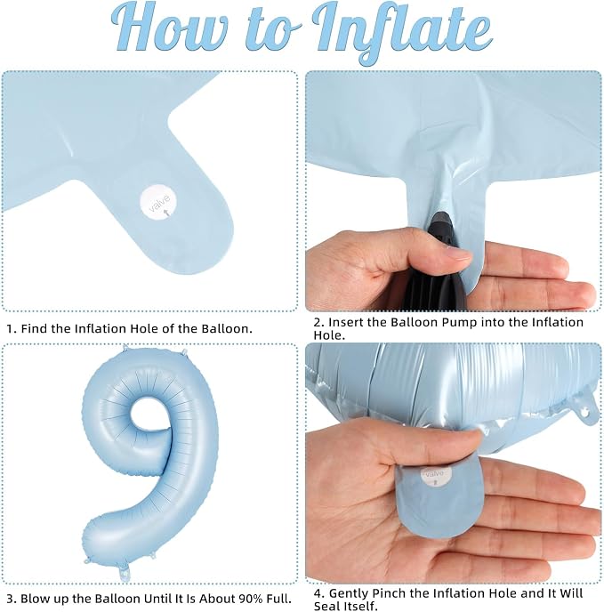 Light Blue Number 9 Balloon, 40 Inch Big Large Foil Number Balloons, Giant - Image 7