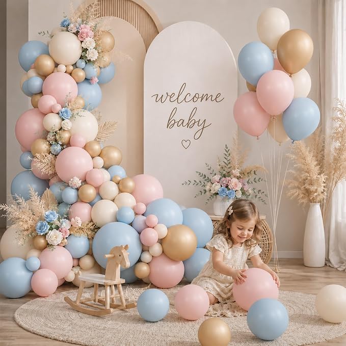 Gender Reveal Balloon Arch Kit, Metallic Gold Sand White Balloons - Image 6