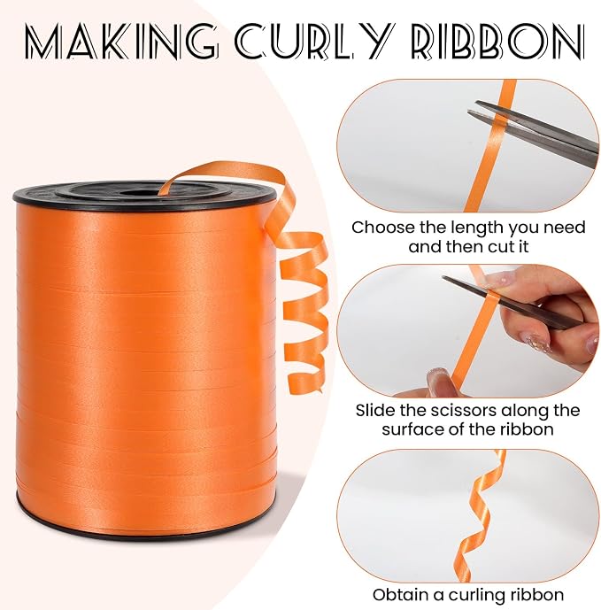500 Yards Orange Curling Ribbon, 1/5 Inch Wide Balloons String Ribbons - Image 3