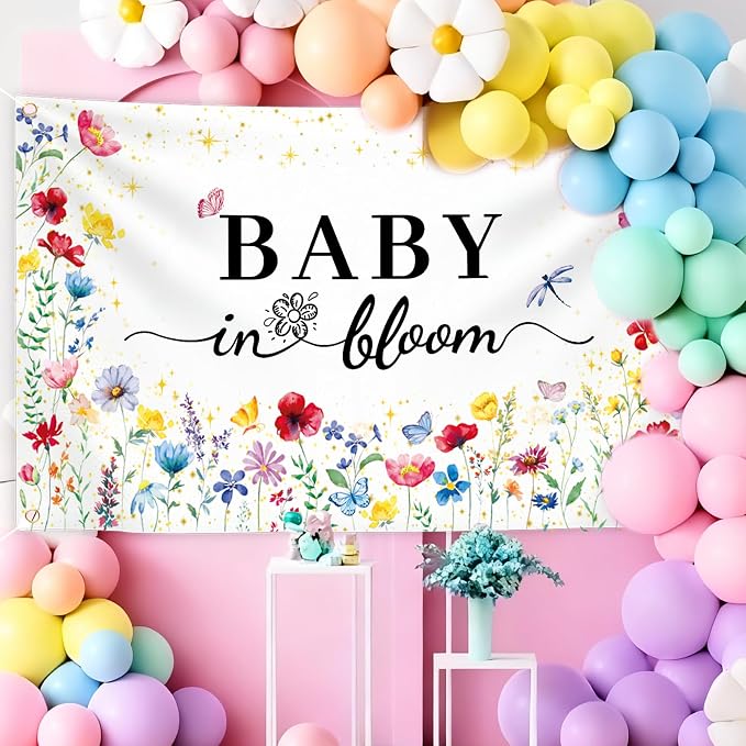 Wildflower Baby in Bloom Baby Shower Banner Backdrop Decoration - Image 2