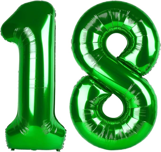 Number 18 Balloons 40 Inch for 18 81 Birthday Party Decoration, Dark Green | by Mluchee