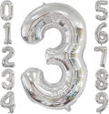Silver 3 Balloon, 40 Inch Number 3 Balloon, 3 Birthday Balloon Decorations by BBPOOL