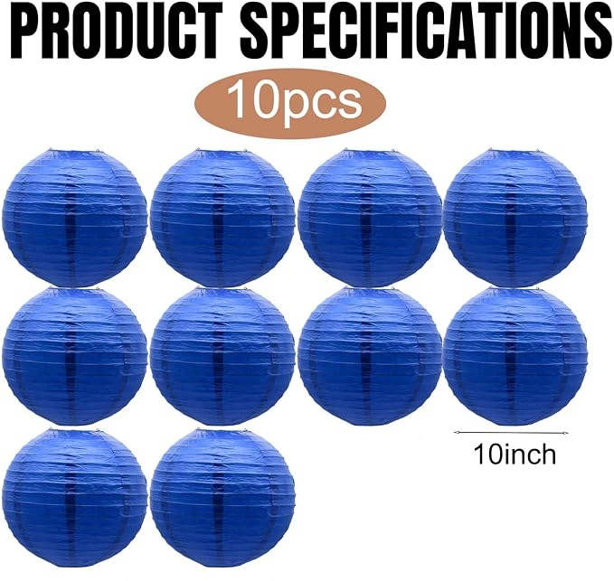Navy Blue Paper Lanterns Hanging Ceiling Chinese Round Lanterns - Image 2
