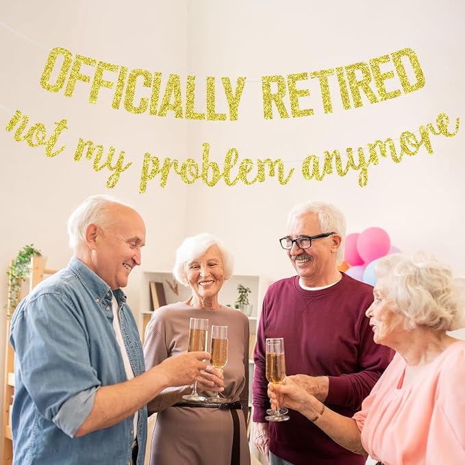 Officially Retired Banner, Happy Retirement, Goodbye Tension Hello Pension - Image 3