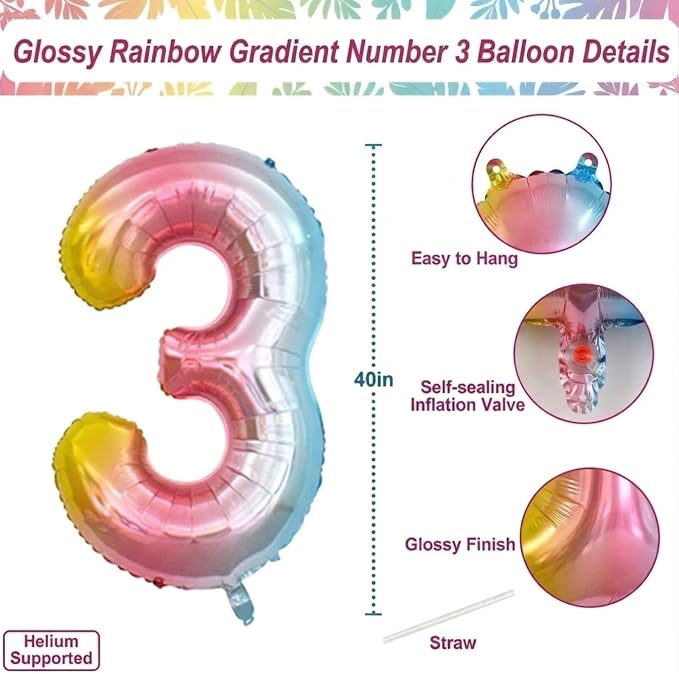 Rainbow Ombre Number 13 Balloon 40 Inch Pastel Foil - Image 5
