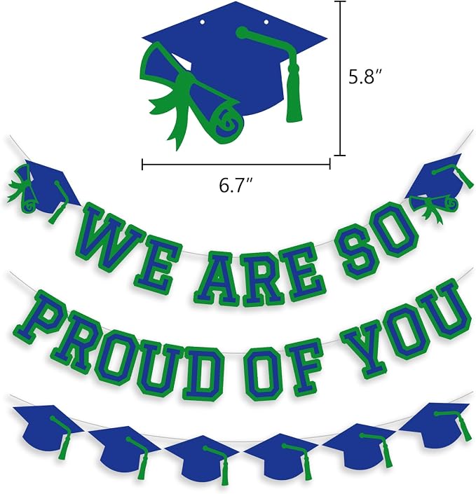 We Are So Proud Of You Banner Graduation Party Decorations Congrats Grad Cap - Image 2
