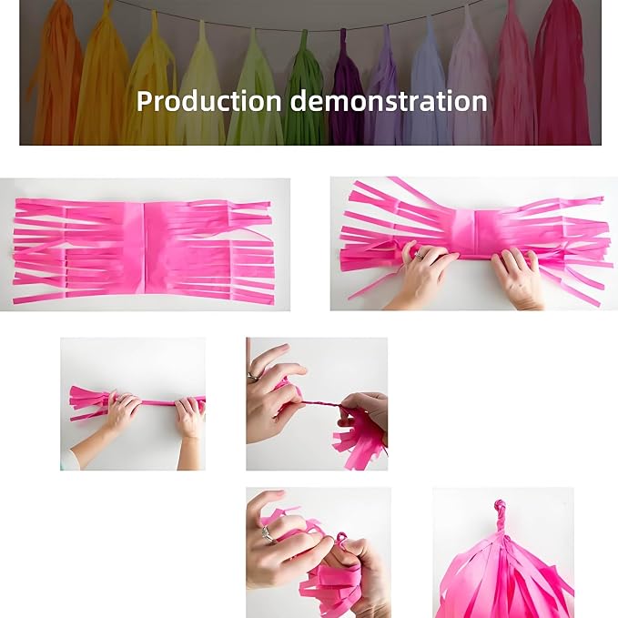 Blue Gradient Tissue Paper Tassels 30pcs Streamers - Image 7