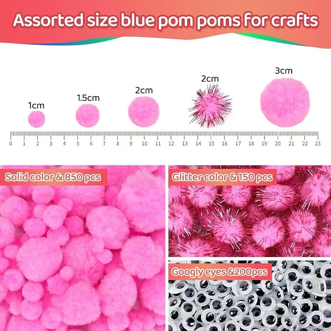 IOOLEEM Light Pink Pom Poms - Image 2