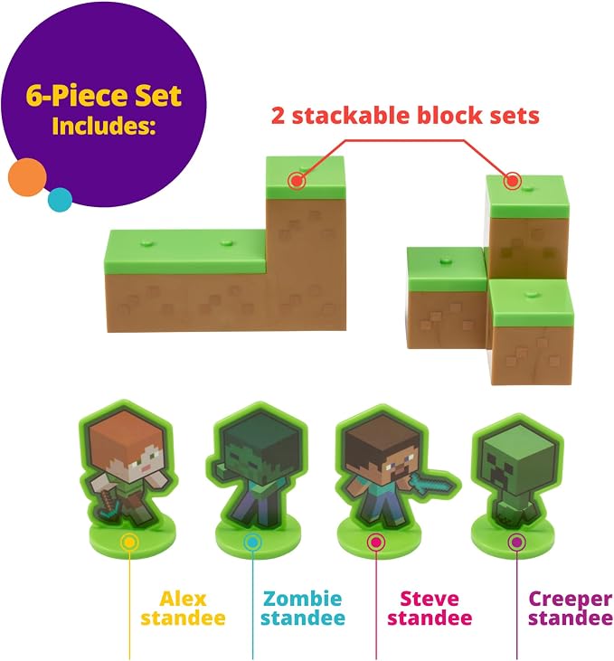 DecoSet® Mobs Beware Minecraft Cake Topper, 6-Piece Stackable Cake Decoration - Image 5